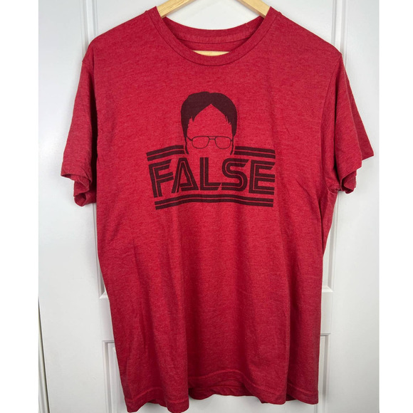 THE OFFICE Dwight Schrute Facts FALSE Nostalgia T Shirt Unisex Large Red Novelty - Picture 2 of 5